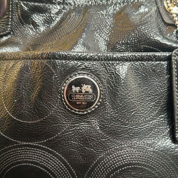 Coach Alex Signature Black Patent Leather Baby Diaper Travel Tote Bag - Picture 11 of 11